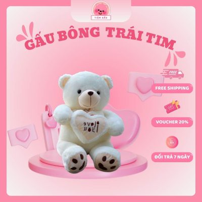 Gấu bông ôm trái tim- Gấu bông tặng sinh nhật