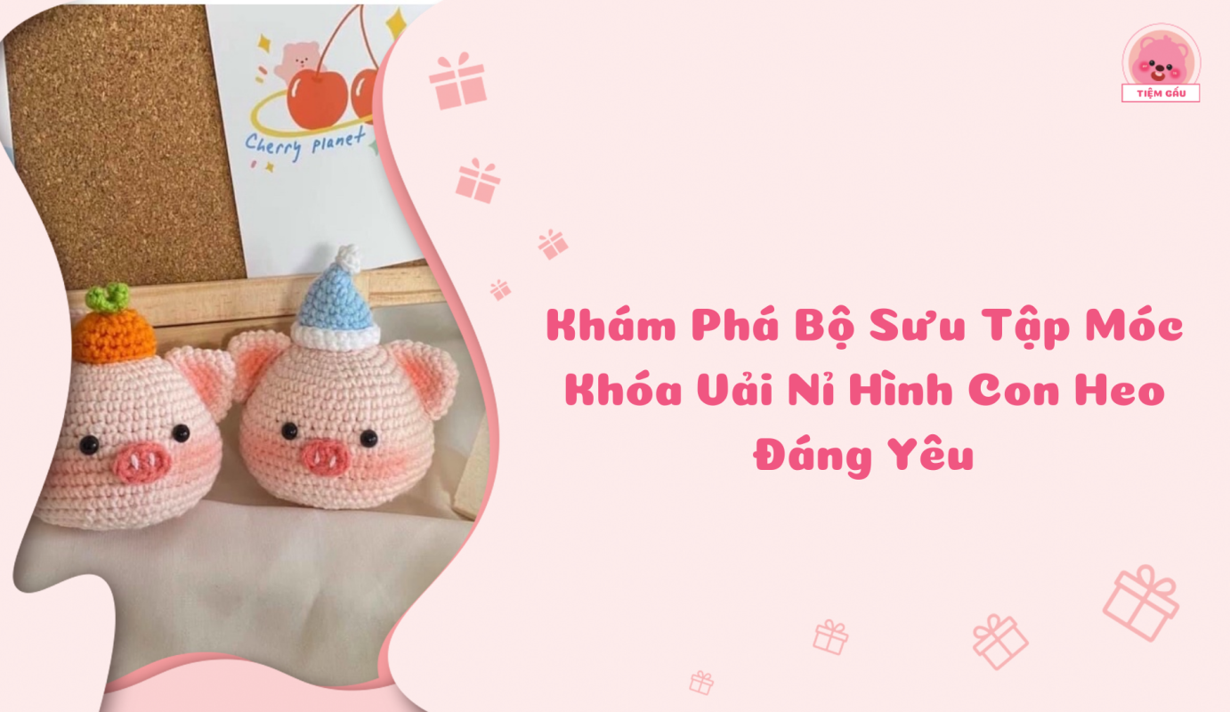 Móc khóa vải nỉ hình con heo đáng yêu