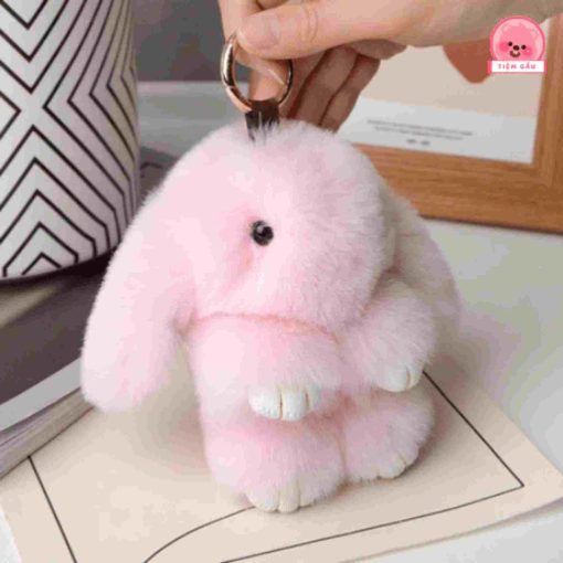 Móc Khóa Thỏ Bông nhỏ hồng nhạt